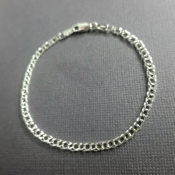 Italian sterling silver curb double link chain bracelet - Picture 8 of 8